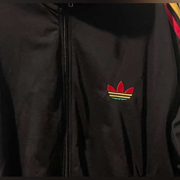 Adidas Men’s 2XL Firebird Rasta track jacket black three striped zip 2011 - Picture 8 of 10